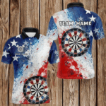 Personalized Watercolor USA Flag Darts Polo & Quarter Zip Custom Dart Shirts For Men Darts Jerseys TDM3375