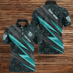 Personalized Turquoise Dart Jerseys Men Dart Polo & Quarter Zip Shirt Custom Team League Dart Shirt TDM3368