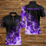 Black And Purple Light Icy Men Darts Polo & Quarter Zip Custom Dart Shirts For Team Dart Jerseys TDM3346