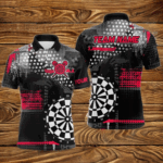Personalized Grunge Dotted Pattern Dart Polo & Quarter Zip Custom Men Dart Shirt Dart Jersey | Red TDM3337