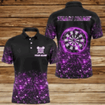 Black And Purple Light Men Darts Polo & Quarter Zip Shirt Custom Dart Shirts For Team Darts Jersey TDM3335