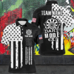 Funny Darts Mode On Custom Black White American Flag Darts Shirts For Men, Patriotic Darts Jerseys TDM2548