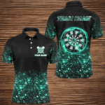 Black Turquoise Light Men Darts Polo & Quarter Zip Shirt Custom Dart Shirts For Team Darts Jerseys TDM3334