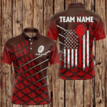 Personalized Red Geometric Grunge US Flag Dart Shirts For Men Custom Patriotic Darts Team Jerseys TDM3333