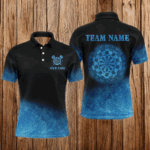 Personalized Sea Blue Gradient Darts Polo & Quarter Zip Custom Dart Shirts For Men Dart Jerseys TDM3327