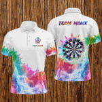 Icy Colorful Light Mens Darts Polo & Quarter Zip Custom Dart Shirts For Team Darts Jerseys |White TDM3325