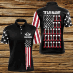 American Flag Patriotic Darts Polo & Quarter Zip Custom Dart Shirts For Men Black Dart Jerseys TDM3322