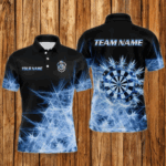 Blue Icy Light Mens Darts Polo & Quarter Zip Shirts Custom Dart Shirts For Team Darts Jerseys TDM3320