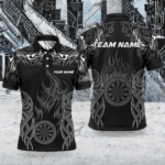 Personalized Darts Tournament Jersey For Men Custom Dartboard Fire Flame Darts Team Shirts | White TDM2334