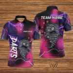 Pink And Purple Thunder Lightning Funny Storm 3D Dart Shirts For Men Custom Darts Team Jerseys TDM3316
