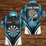 Personalized Blue Dartboard With Shark Men Dart Shirts Custom Darts League Dart Team Jerseys TDM3313