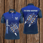 Personalized Blue Darts Tournament Polo & Quarter Zip Custom Dart Shirt For Men Dart Team Jerseys TDM3301