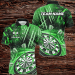 Personalized 3D Glitter Men Darts Shirts Custom Team Dart League Shirts Dart Jerseys |Green TDM3284