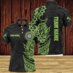 Personalized Green Tribal Darts Polo & Quarter Zip Custom Dart Shirts For Men Dart Jerseys TDM3265