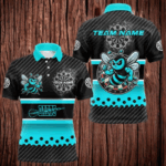 Black And Cyan Darts Bee Custom Name Darts Shirts For Men, Funny Darts Apparel, Best Darts Gifts TDM3264