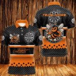 Black Orange Darts Bee Custom Name Darts Shirts For Men, Funny Darts Apparel, Best Darts Gifts TDM3263