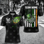 Irish American Flag Saint Patrick Day Dart Shirts For Men Custom Luckiest Shamrock Dart Jerseys TDM3606