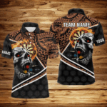 Personalized Skull Dartboard Fire Tribal Dart Shirts For Men Custom Darts Team Shirt Dart Jerseys TDM3218