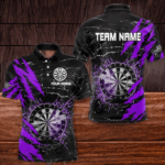 Black And Purple Darts Board Break Glass Custom Dart Shirts For Men, Darts Team Shirts Dart Jerseys TDM3217