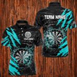 Black And Cyan Darts Board Break Glass Custom Dart Shirts For Men, Darts Team Shirts Dart Jerseys TDM3216