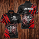 Black And Red Darts Board Break Glass Custom Dart Shirts For Men, Darts Team Shirts Dart Jerseys TDM3215