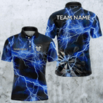 Blue And Black Thunder Lightning Dart Shirts With Pocket For Men Custom 3D Darts Team Jerseys TDM3524