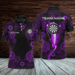 Purple Darts Gearwheel Pattern Custom Dart Shirts For Men, Dart Jerseys Darts League Team Uniform TDM3189