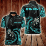 Turquoise Roll Tribal Darts Polo & Quarter Zip Shirts Custom Men Darts Shirts Dart Jerseys TDM3186