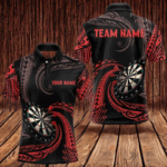 Personalized Red Roll Tribal Darts Polo & Quarter Zip Shirts Custom Men Darts Shirts Dart Jerseys TDM3185