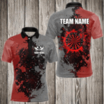 Personalized Darts Paint Red And Grey Dart Shirts For Men Custom Grunge Dart Team Jerseys TDM3178