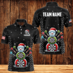 Custom Galaxy Funny Snow Darts Board Christmas Dart Shirts For Men, Santa Xmas Black Dart Jersey TDM3142