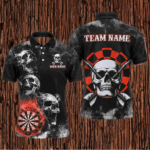 Personalized Red Darts Smoke Skull Men Dart Shirts Custom Darts Board Fire Flame Dart Team Jersey TDM3134