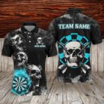 Personalized Blue Darts Smoke Skull Men Dart Shirts Custom Darts Board Fire Flame Dart Team Jersey TDM3133