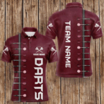 Personalized Wine Red Dart Polo & Quarter Zip Shirts For Men Custom Dart Jerseys Dart Team Shirt TDM3132