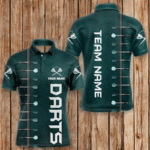 Personalized Dark Green Dart Polo & Quarter Zip Shirts For Men Custom Dart Jerseys Dart Team Shirt TDM3131
