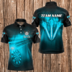 Personalized Blue Darts Flash Light Men Dart Polo & Quarter Zip Shirt, Dart Team Shirt Dart Jersey TDM3111