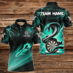 Turquoise Thunder Lightning Custom Cobra Snake Dart Shirts For Men Team League Dart Jerseys TDM3113