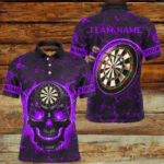 Personalized Fire Flame Skull Magma Pattern Men Dart Shirts, Dart League Shirt Team Jersey |Purple TDM3116