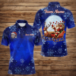 Funny Santa Snowflakes Pattern Custom Blue Christmas Dart Shirts For Men, Xmas Gifts For Dart Lover TDM3108