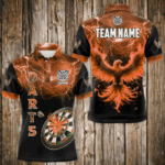 Personalized Lightning Thunder Custom Flaming Phoenix Dart Shirts For Men, Dart Jerseys |Orange TDM3088