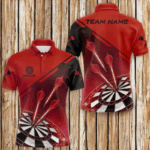 Personalized Red Dart Jerseys Polo & Quarter Zip Shirt For Men Custom Dart Shirts Team Uniform TDM3085