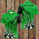 Personalized Green Dart Jerseys Polo & Quarter Zip Shirt For Men Custom Dart Shirts Team Uniform TDM3084