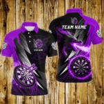 Personalized Striking Black And Purple Flaming Dragon Dart Shirts For Men Custom Dart Team Jerseys TDM3081