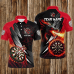 Personalized Striking Black And Red Flaming Dragon Dart Shirts For Men Custom Dart Team Jerseys TDM3080