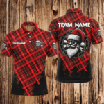 Funny Christmas Santa Custom Red Plaid Pattern Dart Shirts For Men, Christmas Darts Outfit Jerseys TDM3077