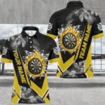 Personalized Dartboard Fire Flame Smoke Custom Dart Shirts For Men, Darts Team Jerseys | Yellow TDM2810