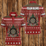 Red Christmas Pattern Custom Dart Shirts For Men, Funny Darts Christmas Gifts Xmas Dart Jerseys TDM3078