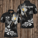 Black White Dart Board Hazy Smoke Custom 3D Dart Shirts For Men Darts League Team Shirt Dart Jersey TDM3070