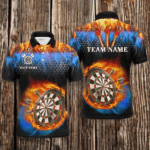 Personalized Darts Board Water And Fire 3D Printed Men Dart Shirts With Pocket Darts Jerseys TDM3063