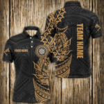 Personalized Gold Tribal Darts Polo & Quarter Zip Custom Dart Shirts For Men Dart Jerseys TDM3062